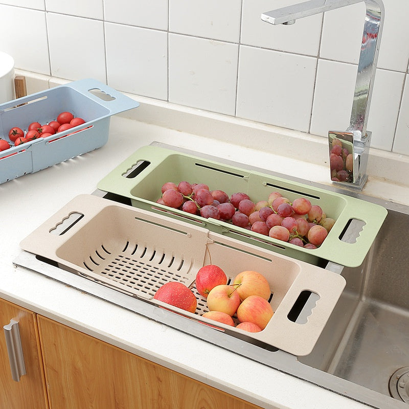 Adjustable Dish Drainer Sink Drain Basket Washing Vegetable