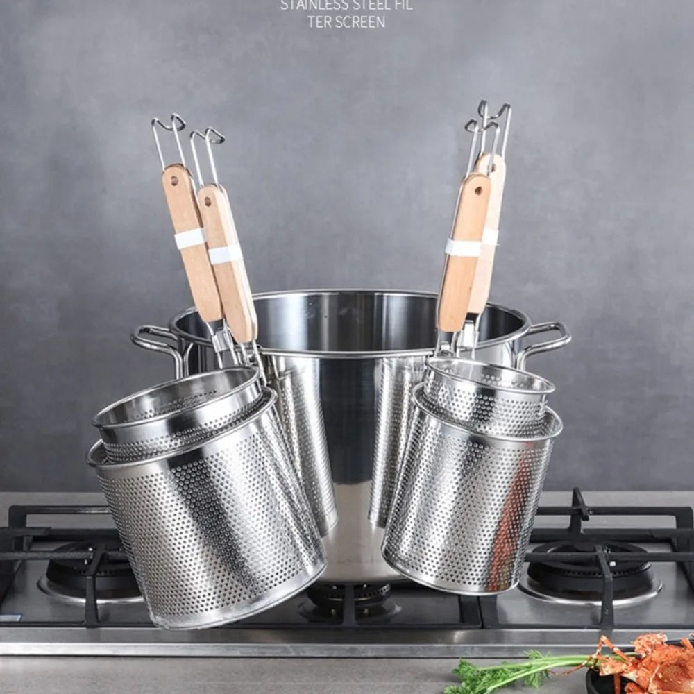 Durable Thickened Stainless Steel Funnel Wooden Handle Pasta