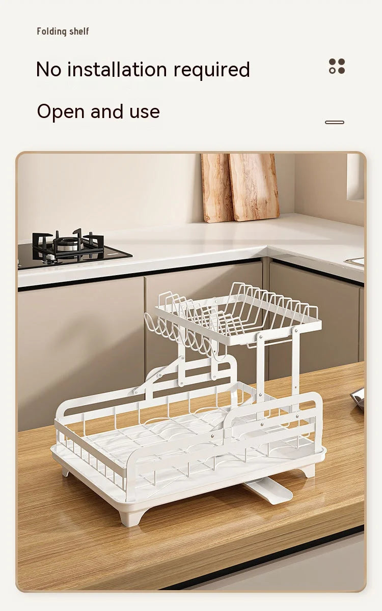Foldable Dish Drainer Rack Drain Basket - Countertop