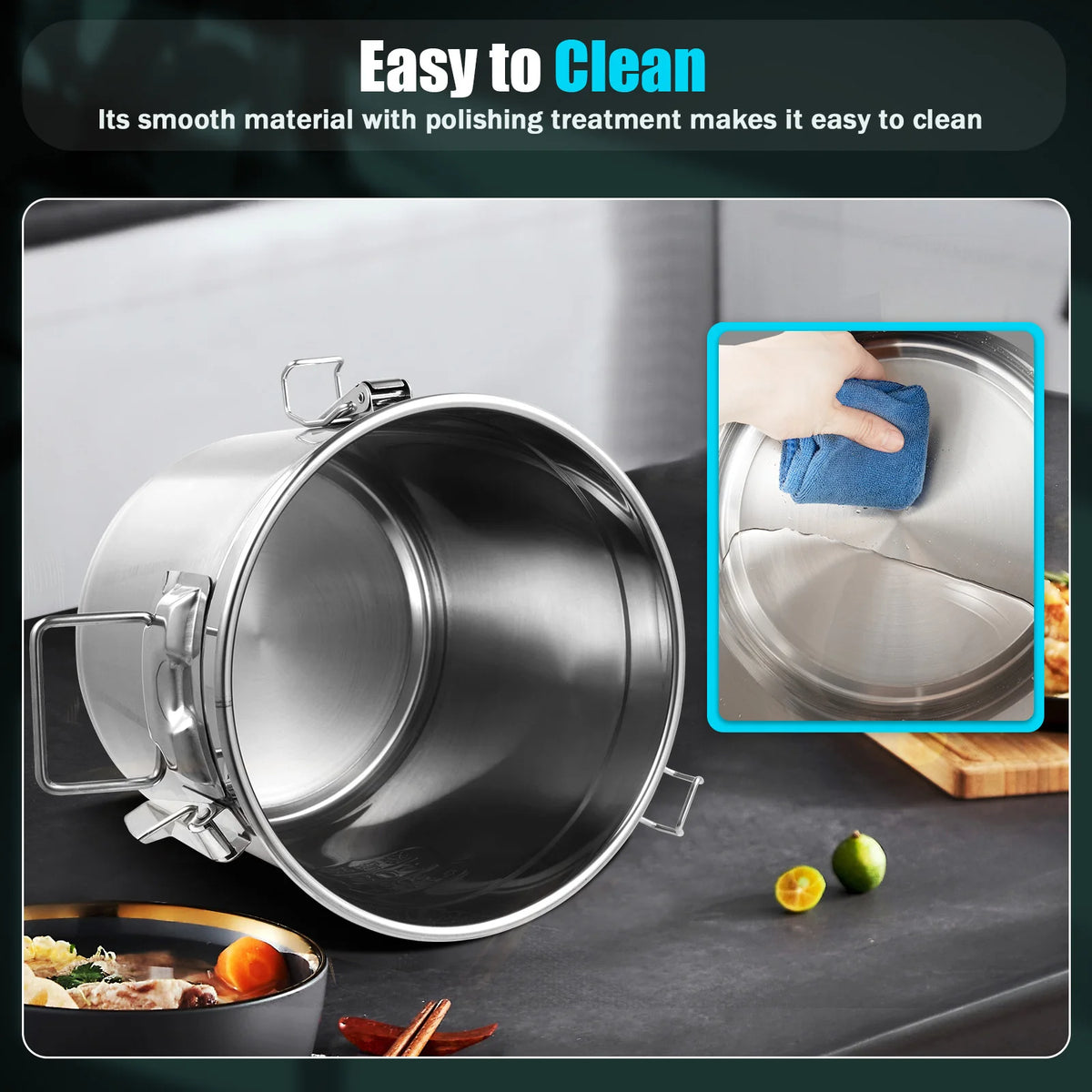 Bymaocar 12l 304 Stainless Steel Cereal Container Metal