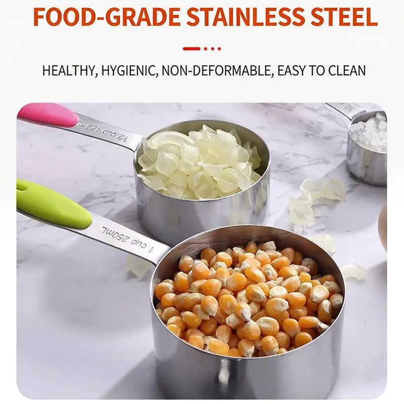 5pcs Stainless Steel Measuring Cups Spoons Baking Cake