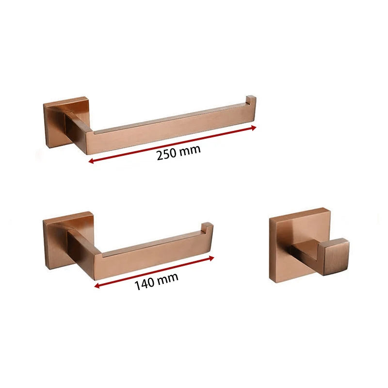 Brushed Rose Gold Bathroom Hardware Square Bath Toilet