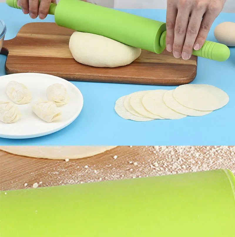 Non-Stick Plastic Handle Pastry Dough Flour Roller Silicone
