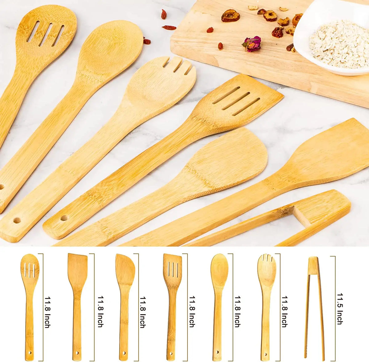 Wooden Spoons Cooking 6-Piece Nonstick Bamboo Cooking Utensils
