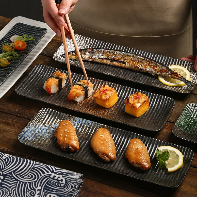 Japanese-Style Rectangular Plate Creative Ceramic Dish Sushi