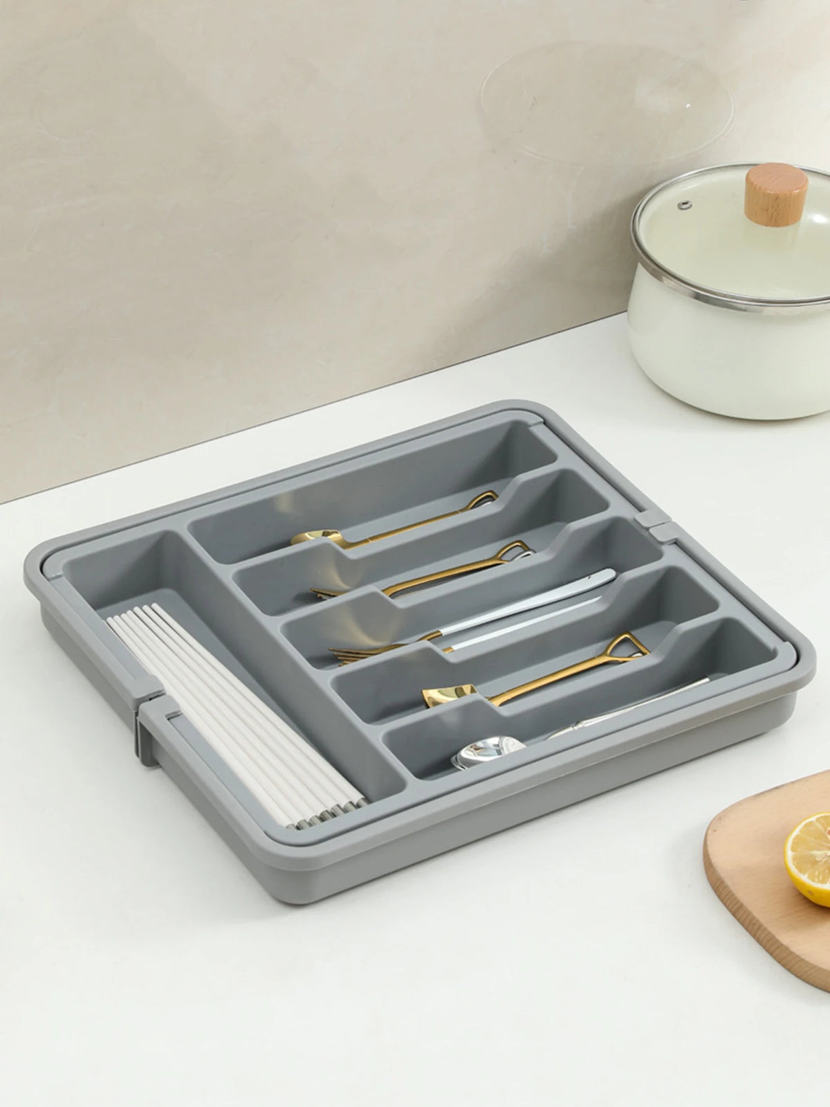 Expandable Drawer Organizer - Adjustable Retractable Cutlery