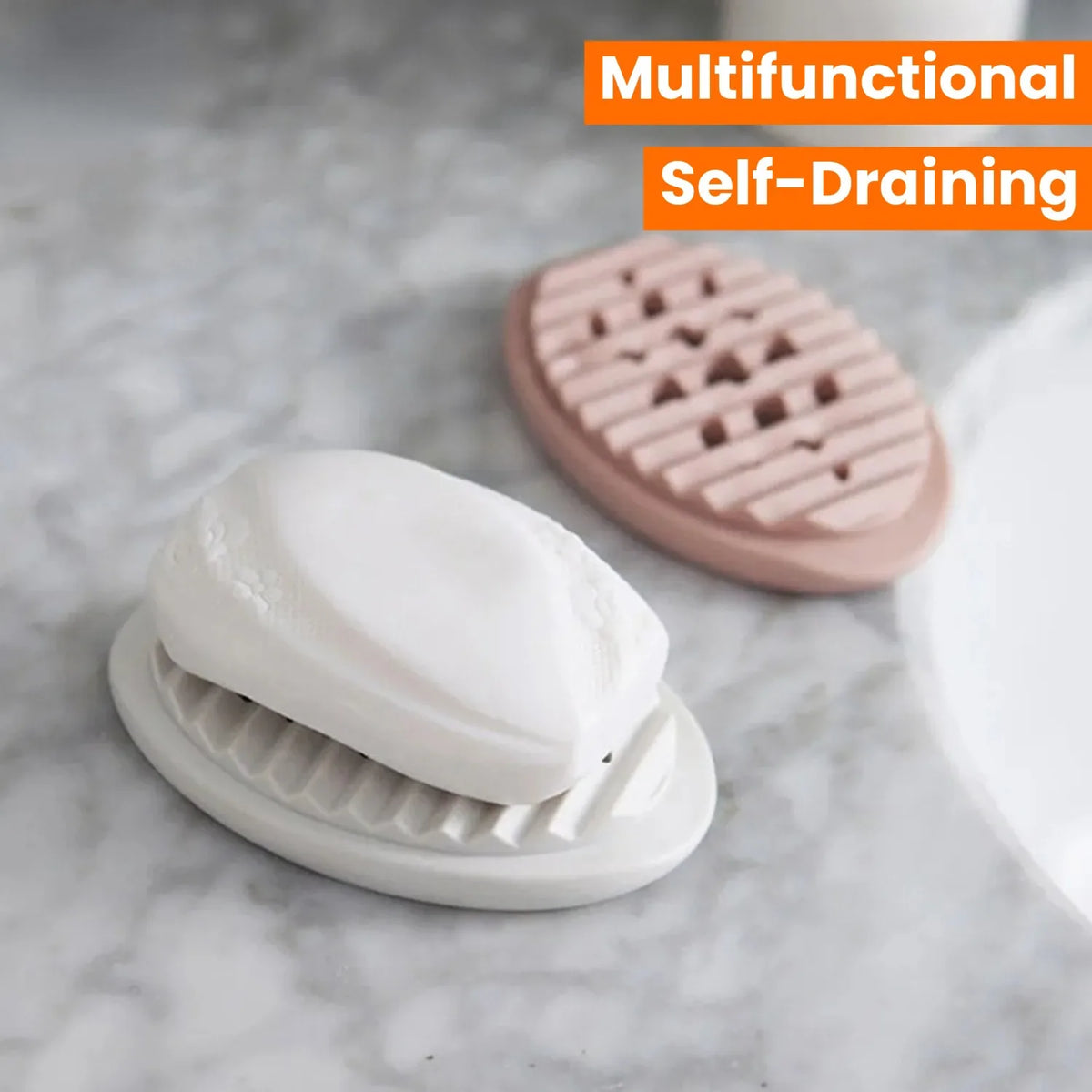 Oval Silicone Soap Dish Self Draining Bathroom Storage