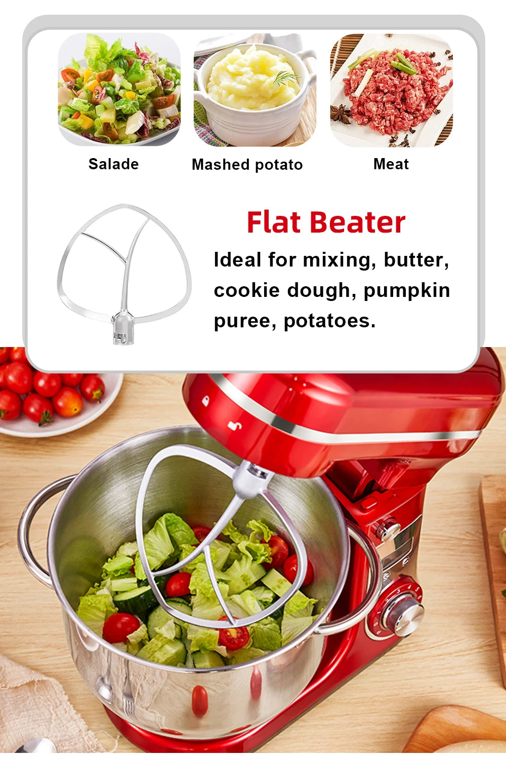 Biolomix Food Stand Mixer Blender Quiet Motor Cream