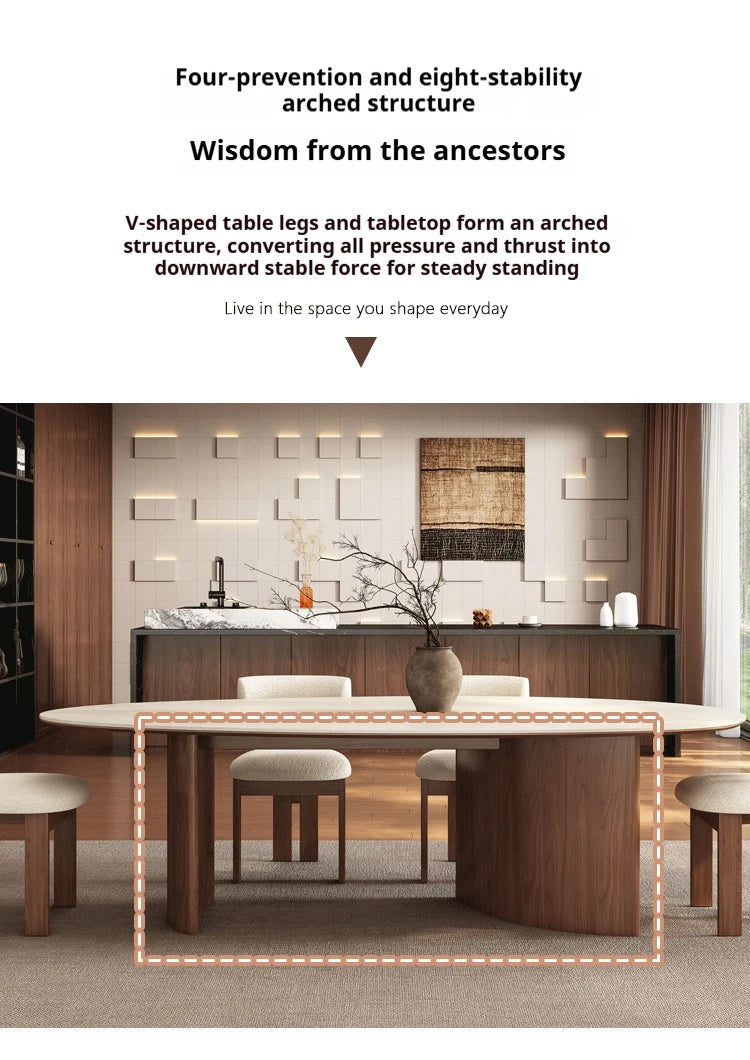 Any Size Custom Beige Travertine Teardrop Dining Table