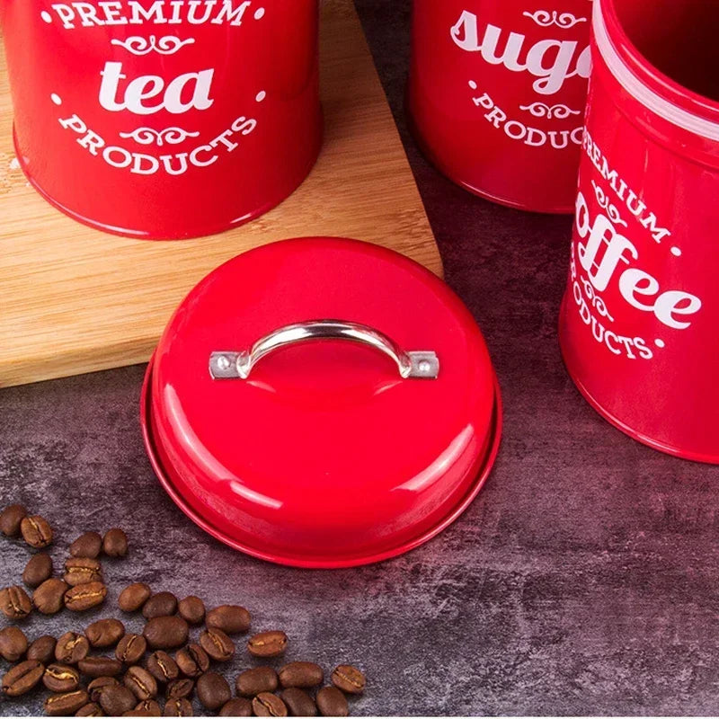 Canisters Coffee Tea Sugar Flour Metal Tin Jars