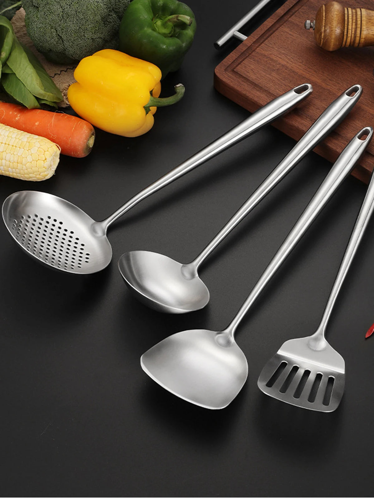316 Stainless Steel Wok Spatula Metal Utensils Slotted