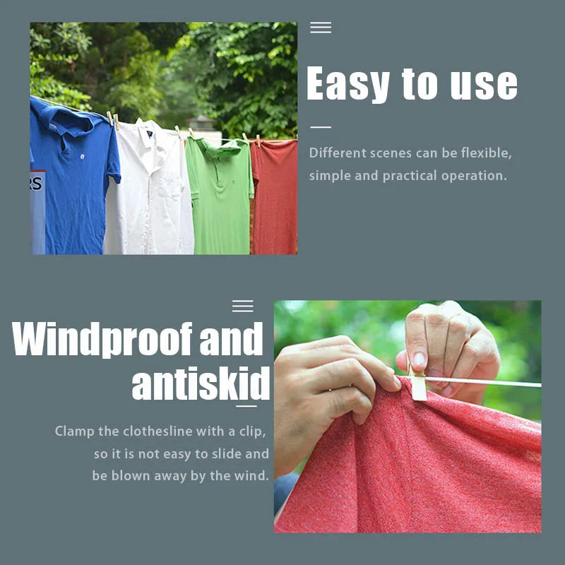 12m Retractable Clothesline Adjustable Telescopic Invisible