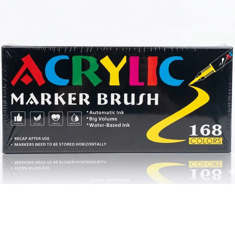 12-168 Colors Acrylic Paint Pens Markers Brush Tip