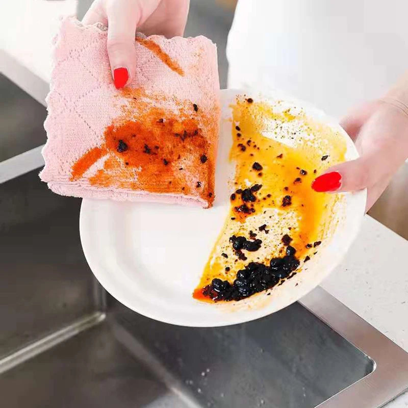 Dish Cleaning Cloths Velvet Dishcloths High Absorbent Tableware