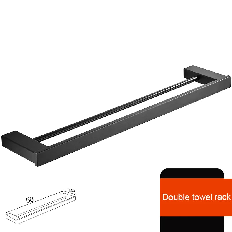Matte Black Hook Towel Rack 304 Stainless Steel