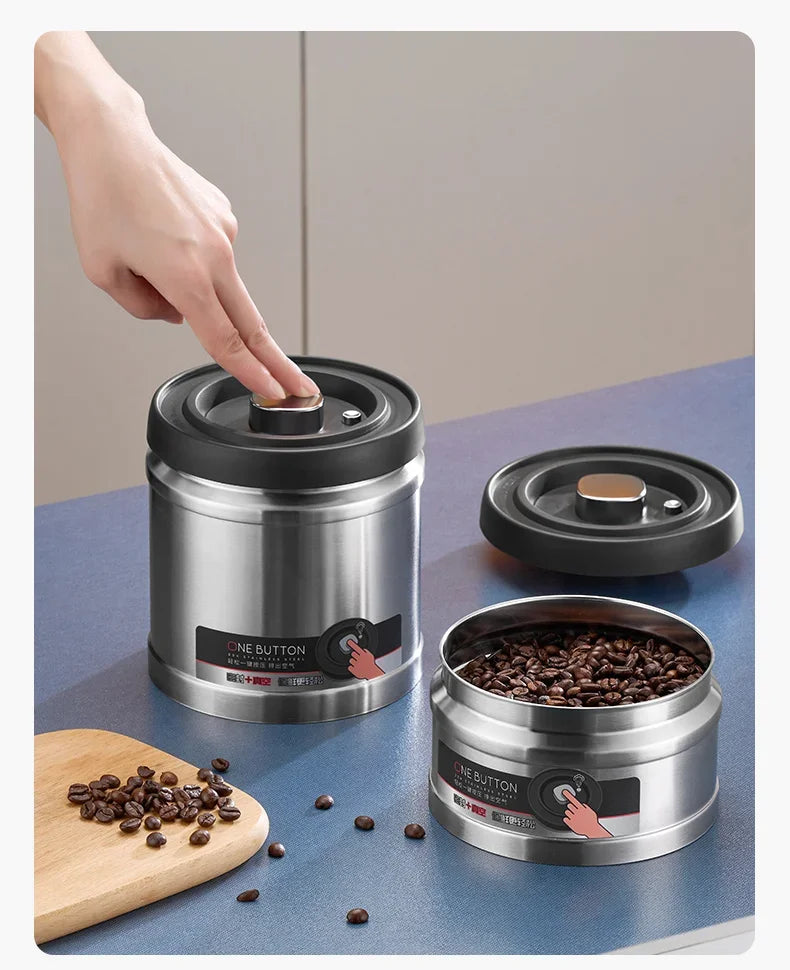 Vacuum Sealed Jug Coffee Beans Stainless Steel Airtight