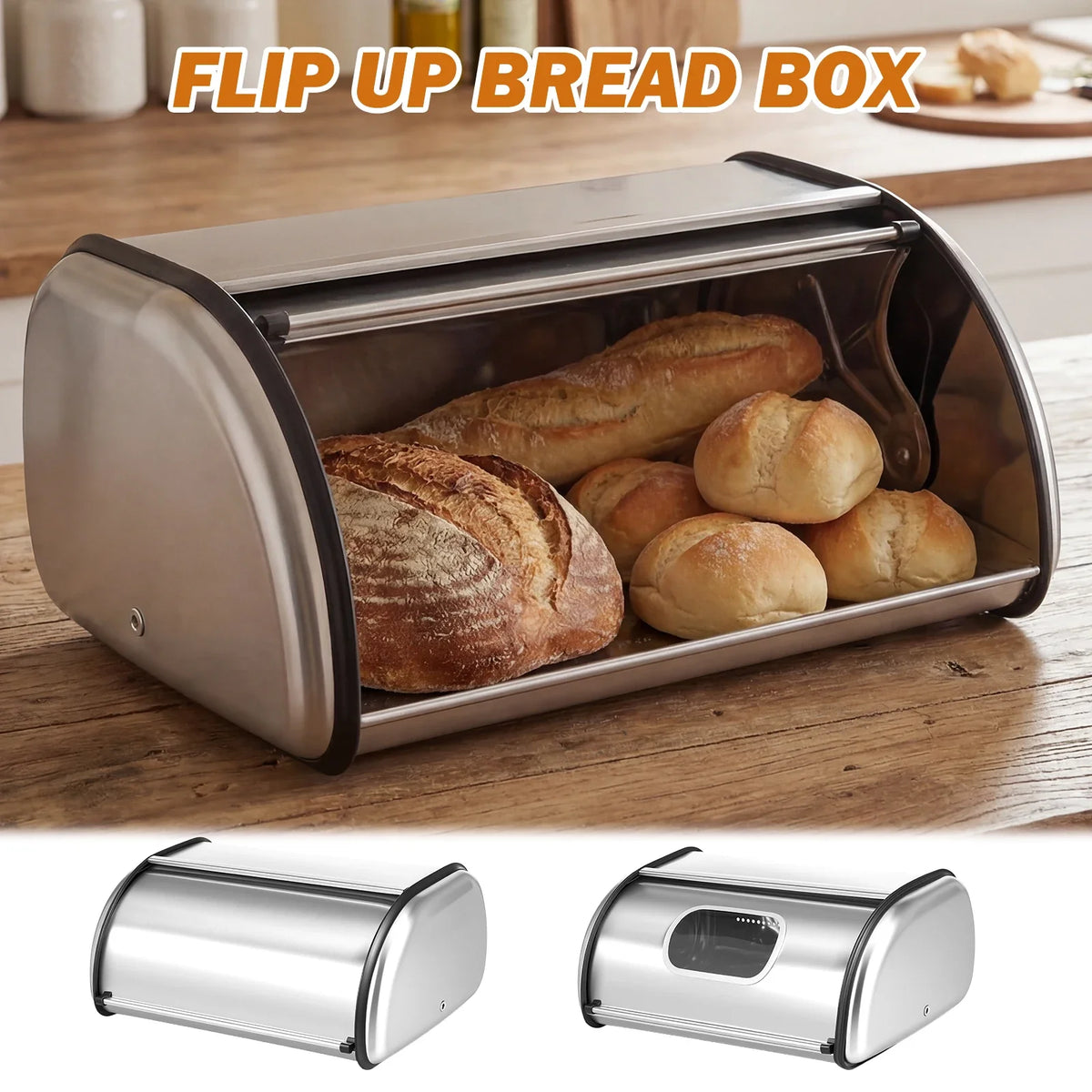 Stainless Steel Bread Box Large Capacity Bread Storage