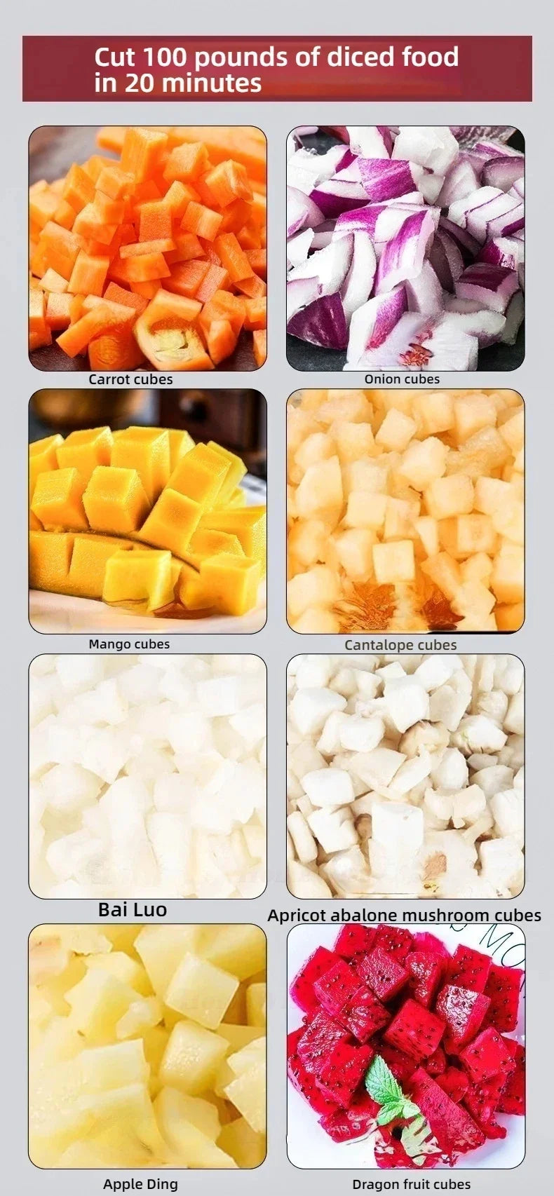 Vegetable Cutter Fruit Vegetable Slicer Commercial Cube Cutting