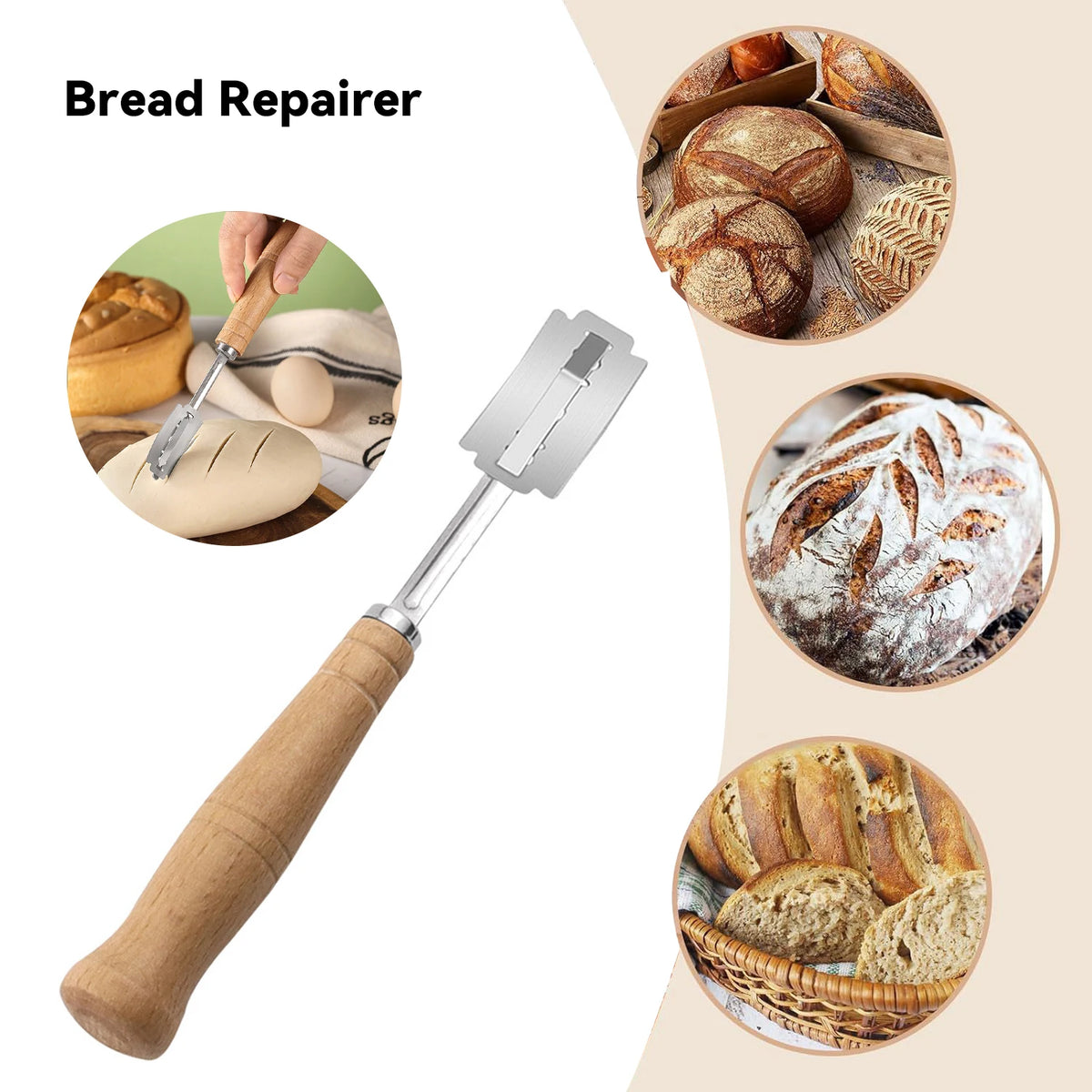 Bread Cutter Wooden Handle Bread Lame Slashing Razor