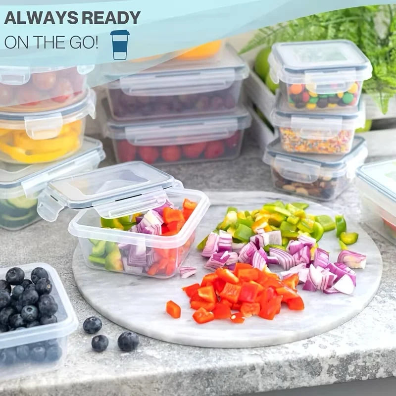 12/16/24pcs Reusable Food Storage Container Lid Sealed Plastic