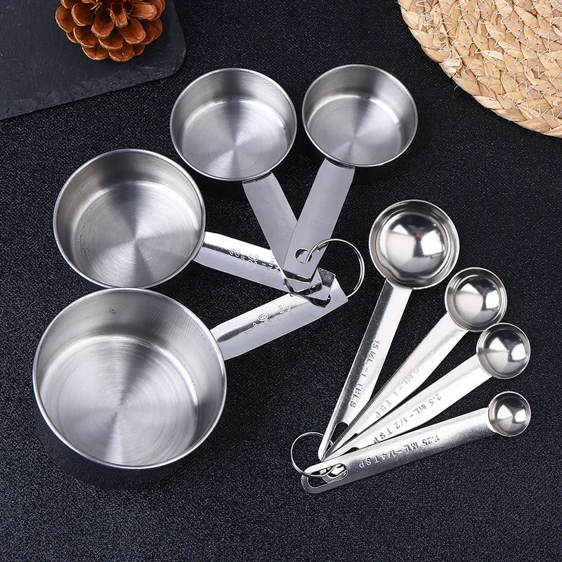4/6/8pcs Stainless Steel Measuring Spoon Integrated Scale