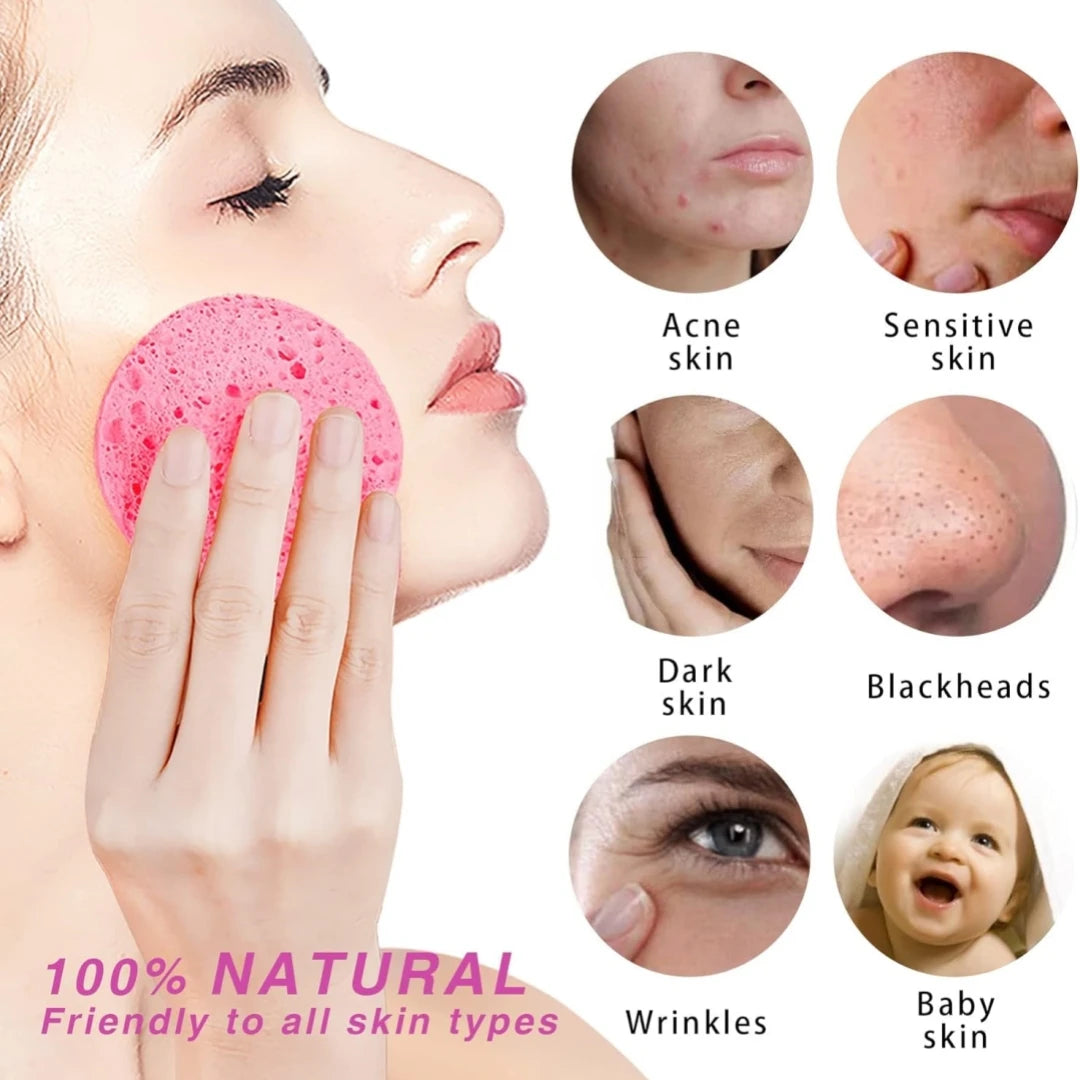 50-1000pcs Compress Face Wash Puff Natural Wood Pulp
