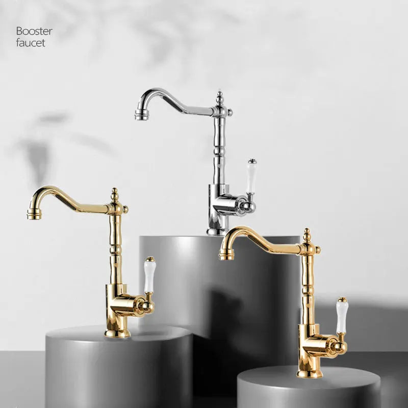 French Vintage Faucet Brass European Classical Silver Faucet