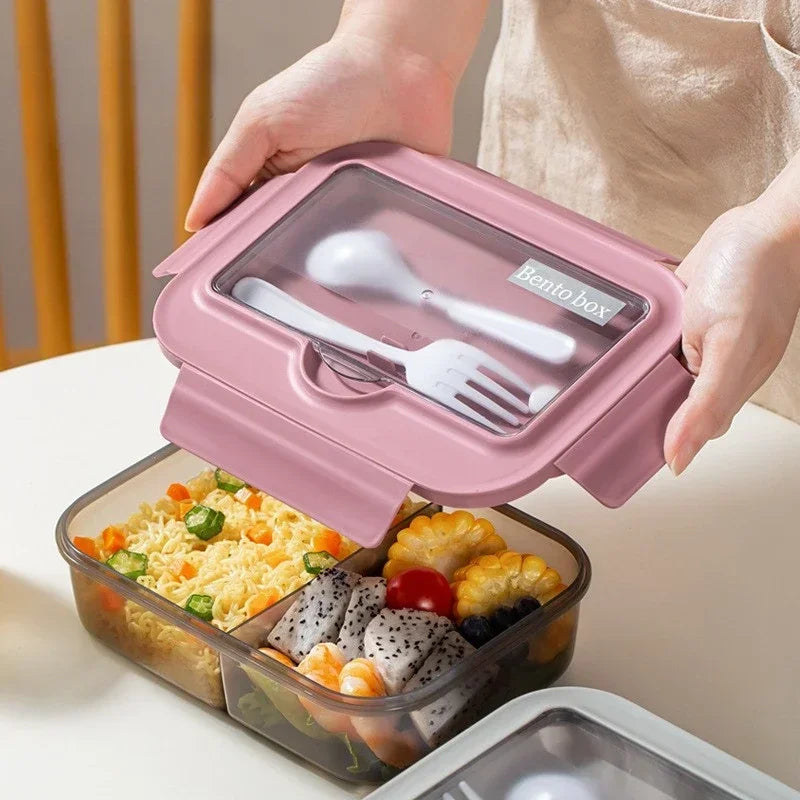 Lunch Box Tableware Office Workers Square Divided Microwave