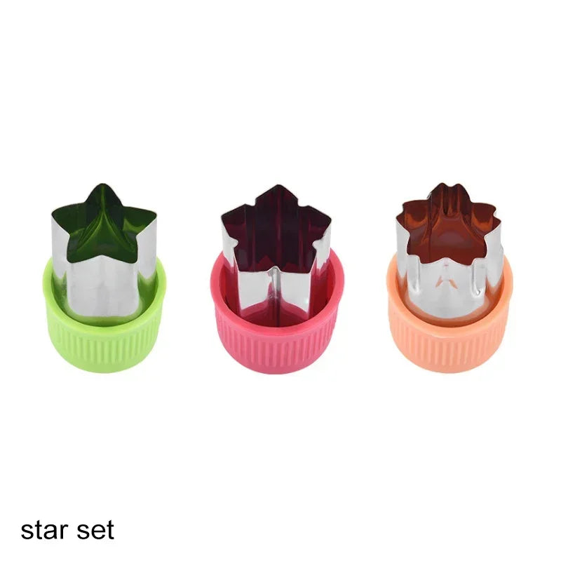 3/12pcs Star Heart Shape Vegetables Cutter Plastic Handle