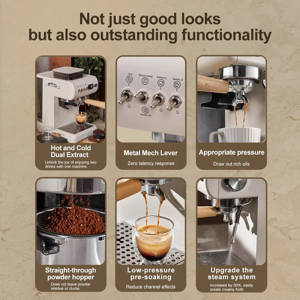 Semi-Automatic Espresso Machine Built-In Grinder & Cold Dual