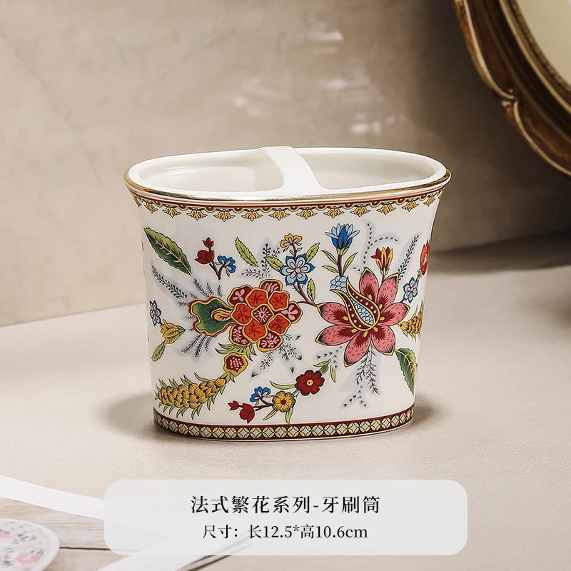 French Vintage Floral Ceramic Bathroom Toilet Foam Lotion
