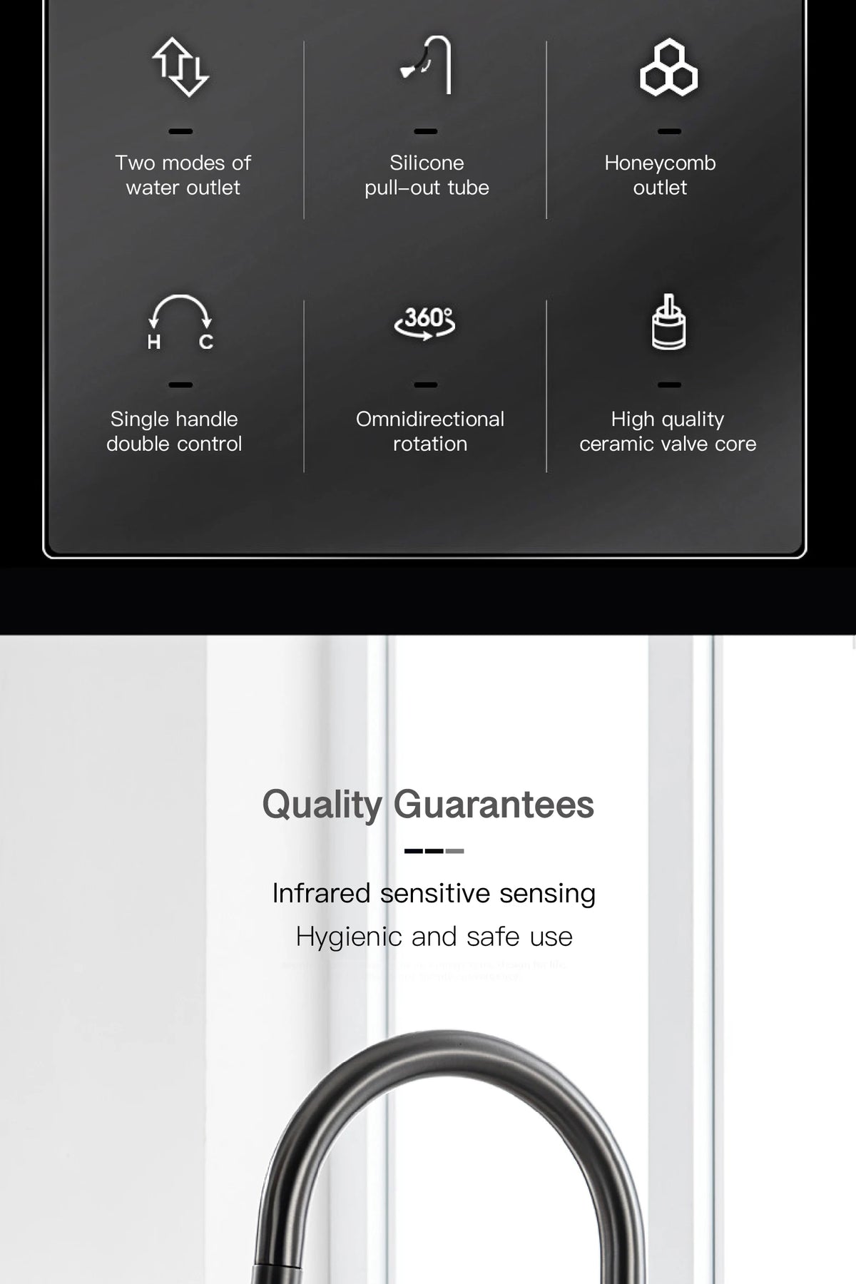 Light Luxury Gun Gray Brass Faucet Digital Display