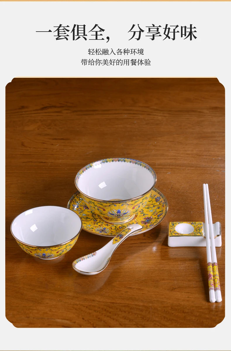 Jingdezhen Ceramic Bowl Dish Tableware Combination Palace Chinese