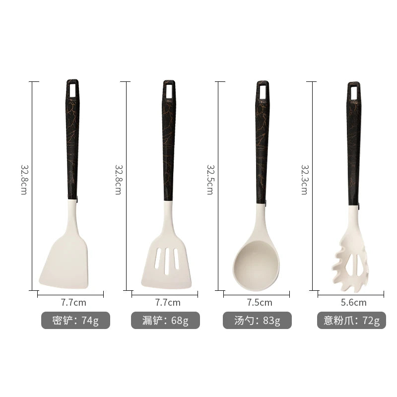7pcs Silicone Cooking Utensils Non-Stick Cookware Black Cuisine