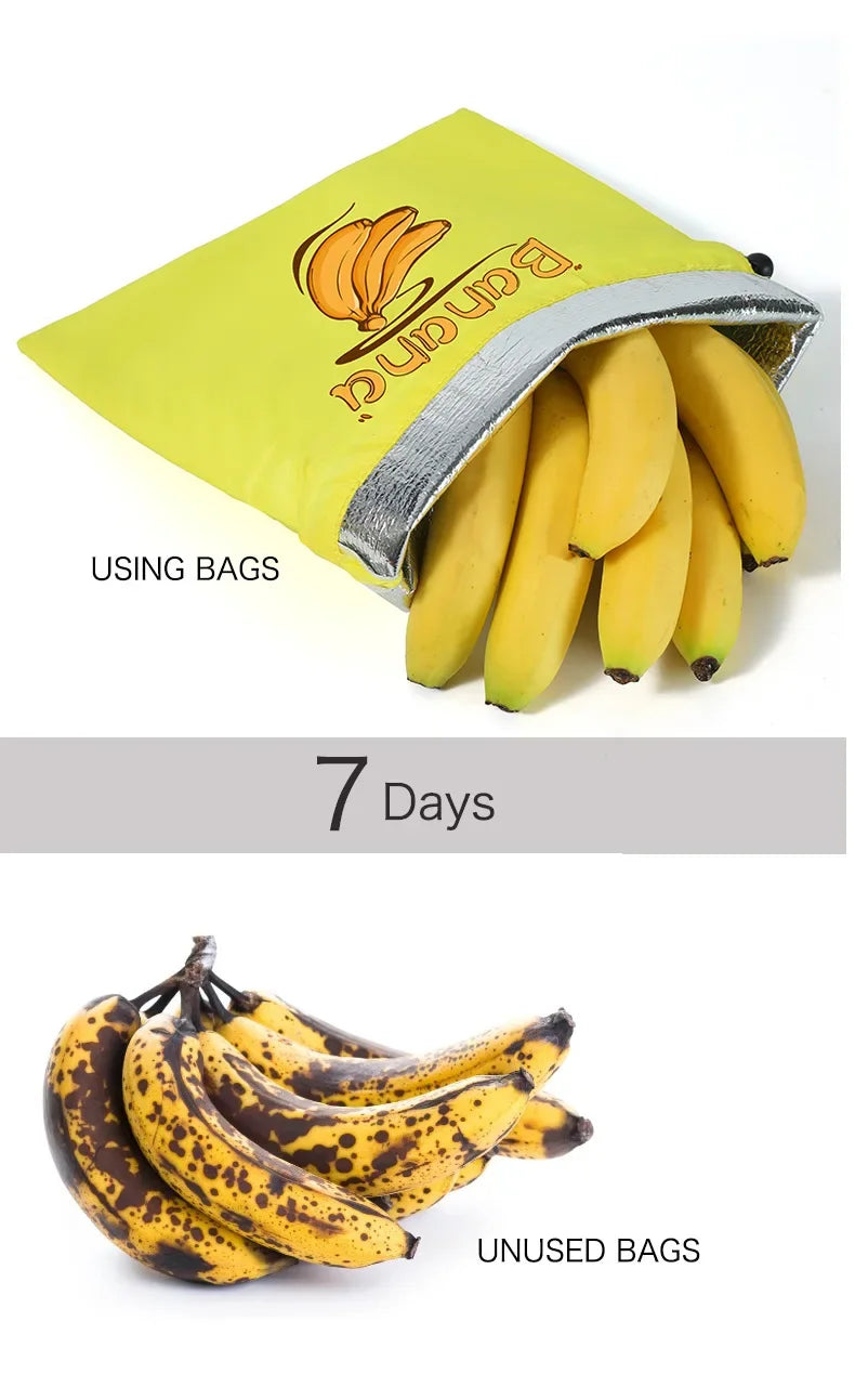 Reusable Banana Freshness Storage Bag Aluminum Foil Drawstring