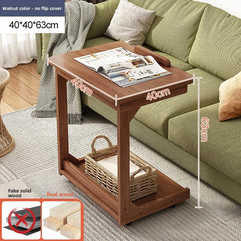Mobile Solid Wood Coffee Table Living Room Storage