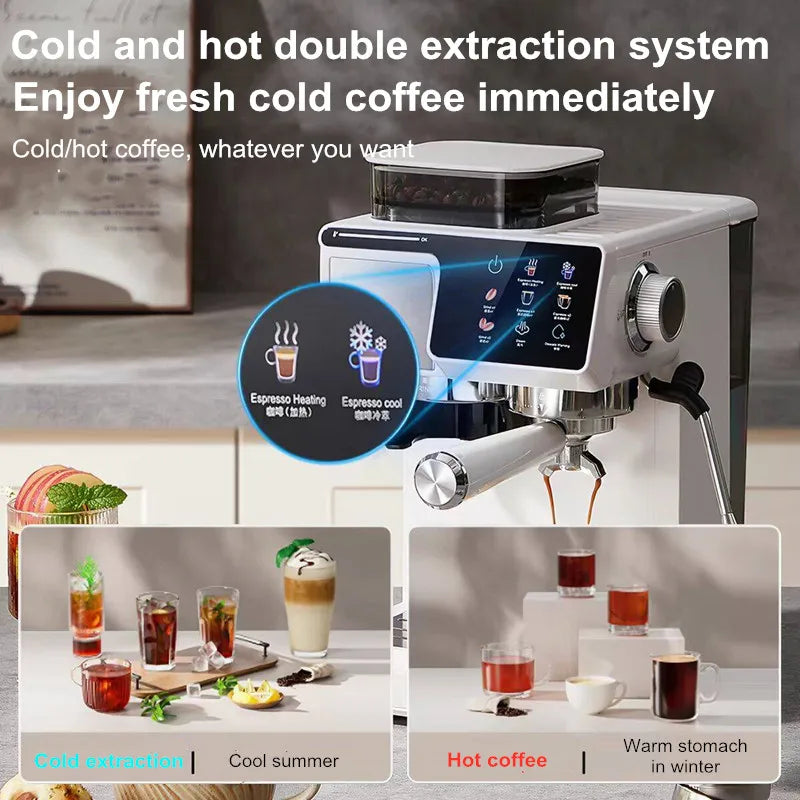 2-In-1 Cold & Coffee Maker Built-In Grinder &
