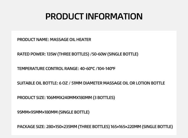 Oil Bottle Warmer Heater Led Screen Spa Equipment