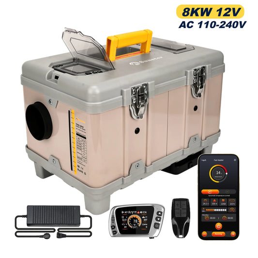 8kw 12v/220v Diesel Air Heater W/ Self-Cleaning &