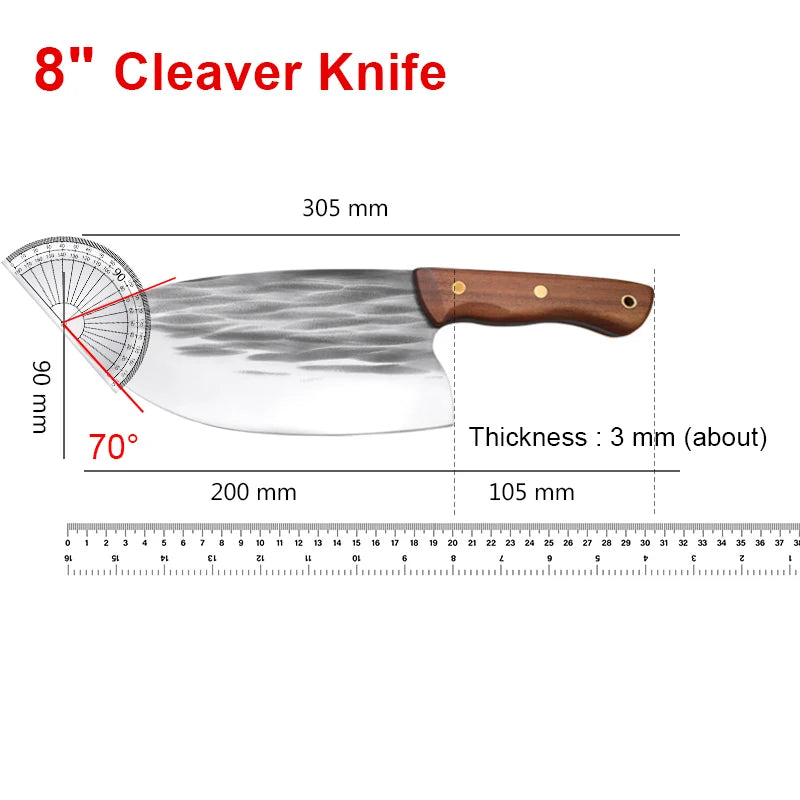 Knife Handmade Forged Chef Chopping Knife Stainless Steel