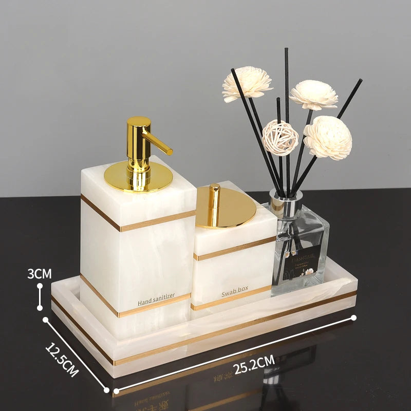 White Onyx Natural Marble Bathroom Gold Luxury Soap