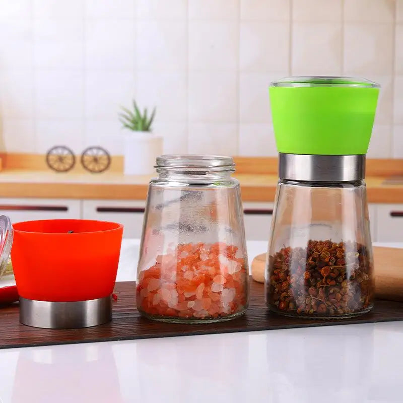 Salt Pepper Grinder Stainless Steel Glass Spice Bottle