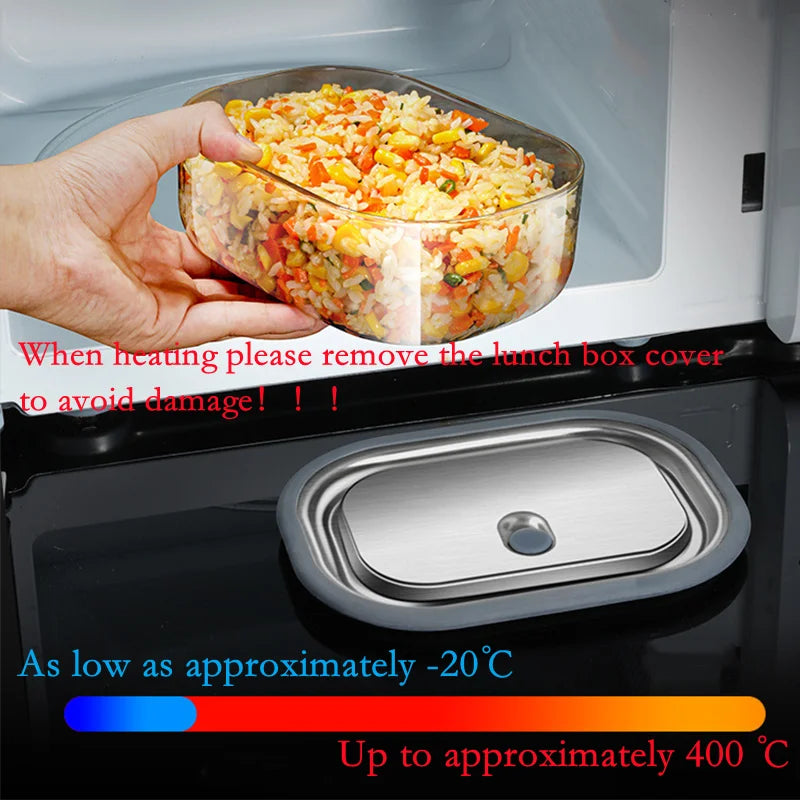 High Borosilicate Glass Rectangle Lunch Box Microwave Heating