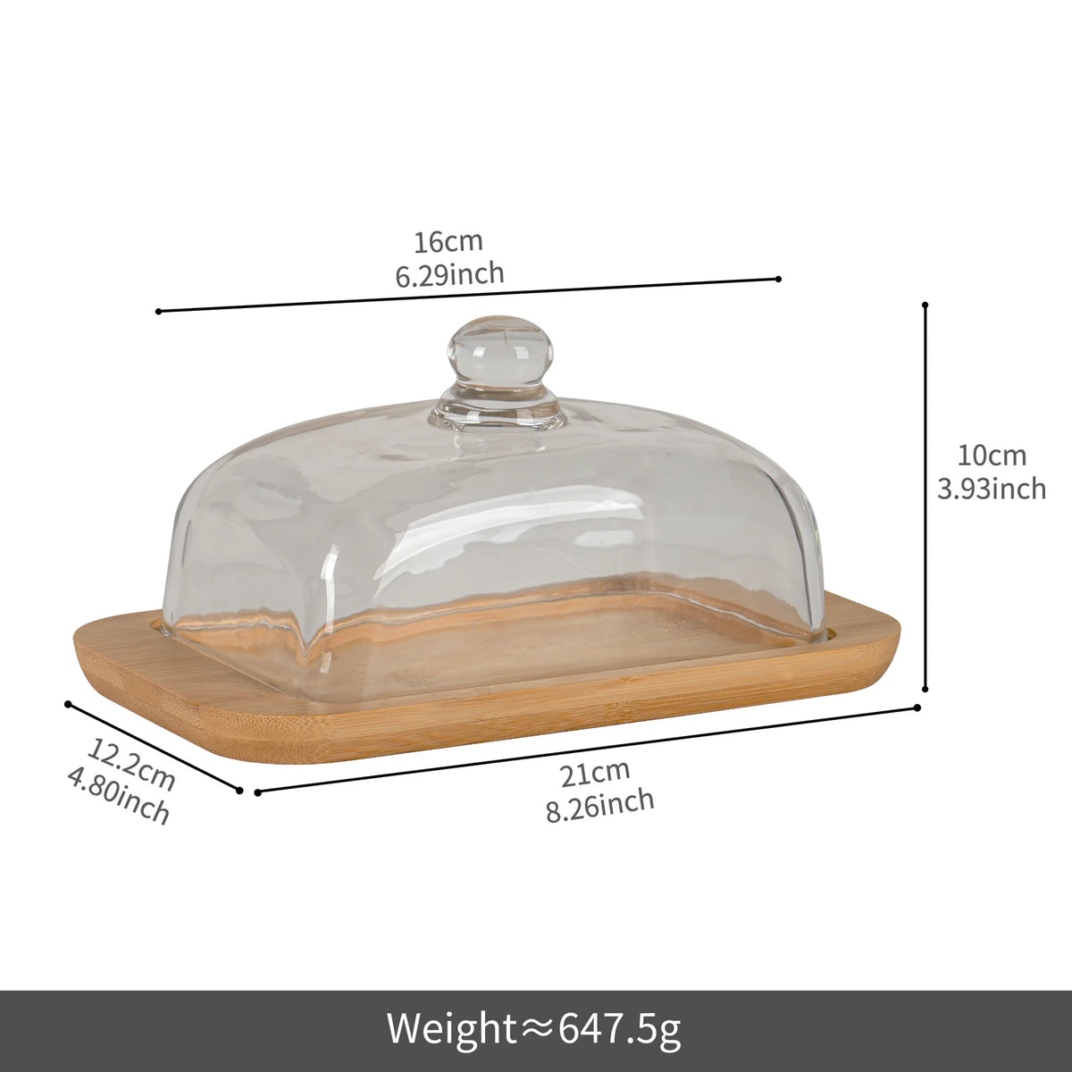 Bread Box Glass Lid Butter Dish Cheese Storage