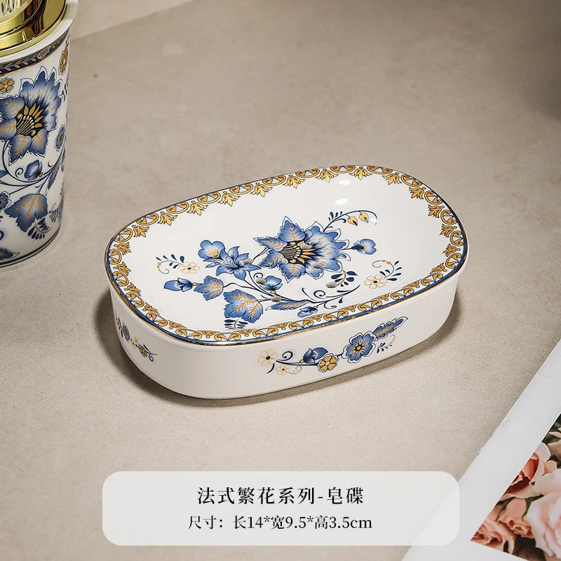 French Vintage Floral Ceramic Bathroom Toilet Foam Lotion