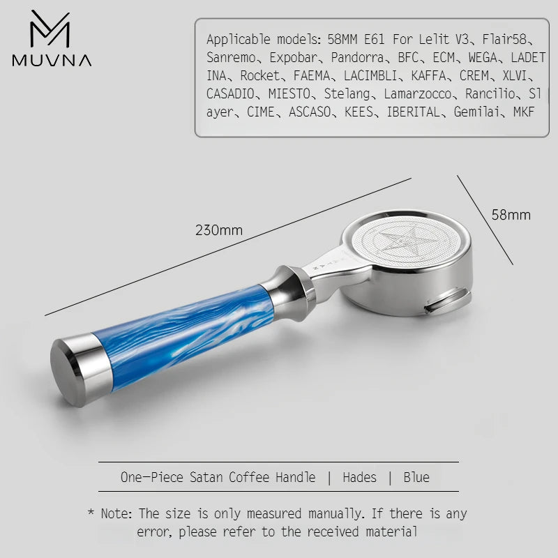 Muvna Espresso One-Piece Portafilter Satan Series 58mm E61