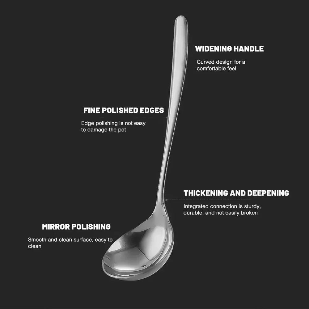 2/1pcs Stainless Steel Spoon Thicken Long Handle Soup