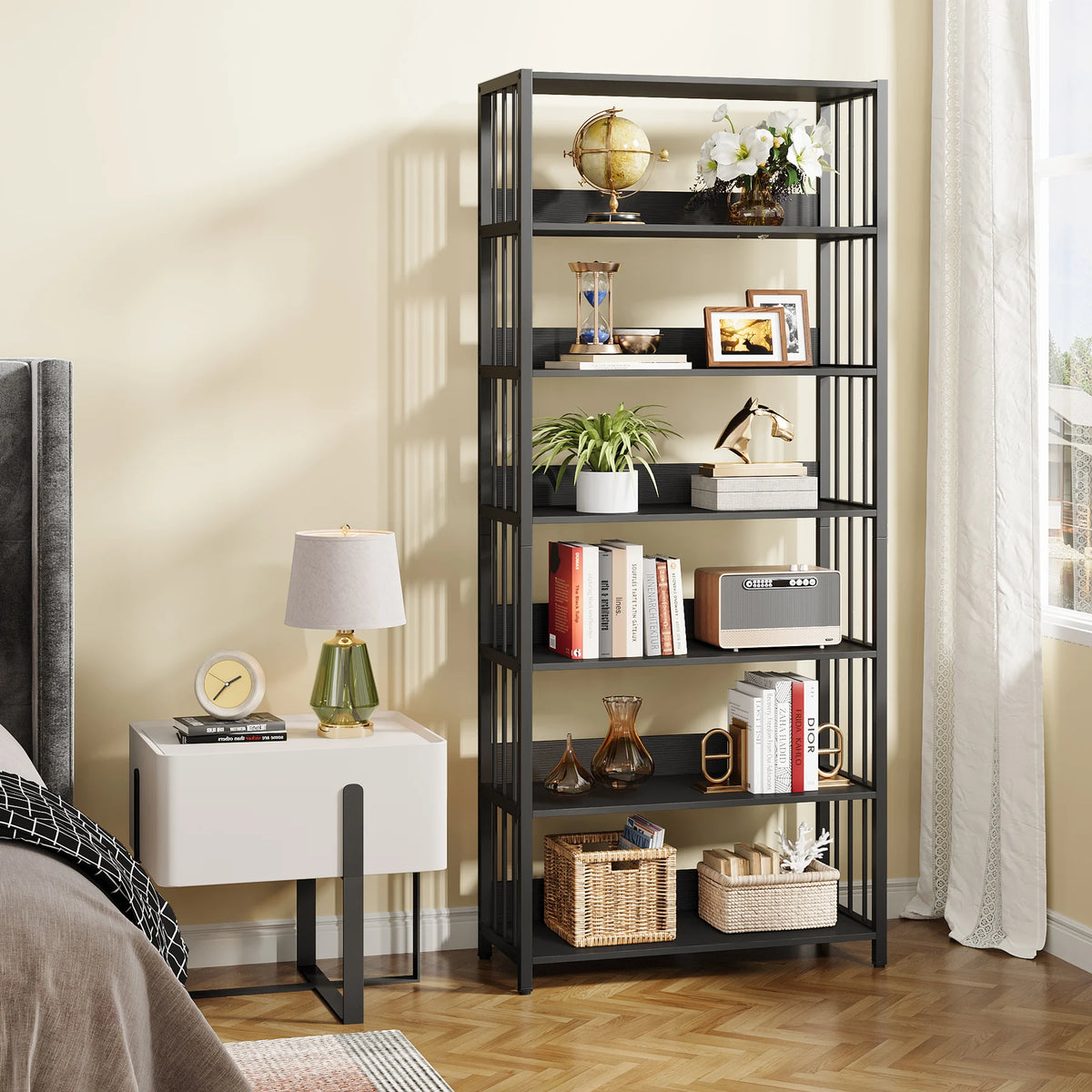 Tribesigns Bookshelf Storage Rack Standing Shelf Tier Industrial