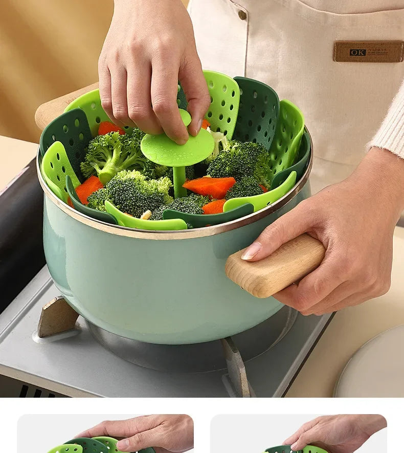 1pc Folding Food Steamer Vegetable Fruit Food Basket