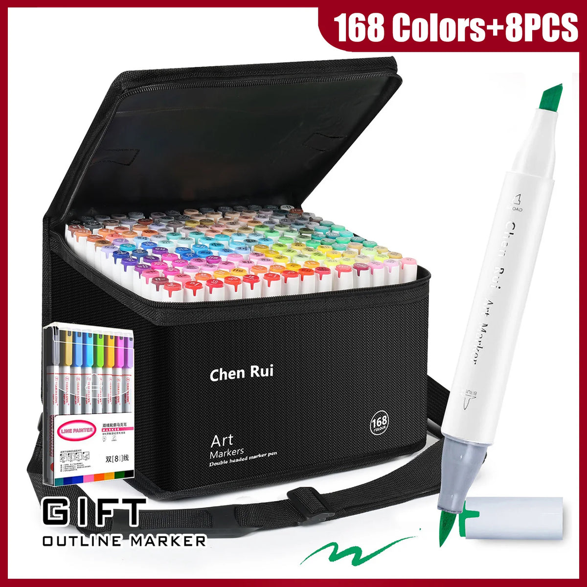 48-180 Colors Dual Tip Brush & Chisel Permanent